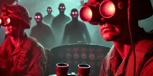 Dicyanin red night vision goggles: exposing demonic figures