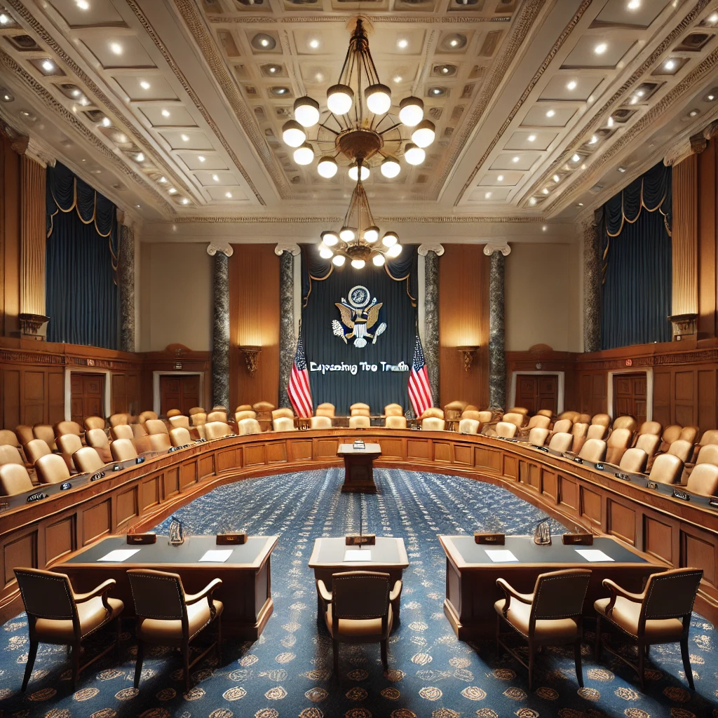 Dall·e 2024 11 06 16.55.43 Create A Photorealistic Image Of A U.s. Congressional Hearing Room, Room 2154 Of The Rayburn House Office Building. The Room Is Set Up For A High Prof