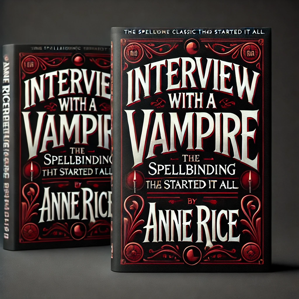 Dall·e 2025 02 19 11.33.47 A Book Cover Featuring The Title 'interview With A Vampire' By Anne Rice, Designed In A Gothic And Classic Style With Bold Typography, Dramatic Lighti