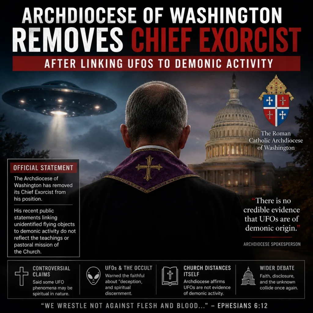 Archdiocese of Washington Removes Chief Exorcist After Linking UFOs to Demonic Activity